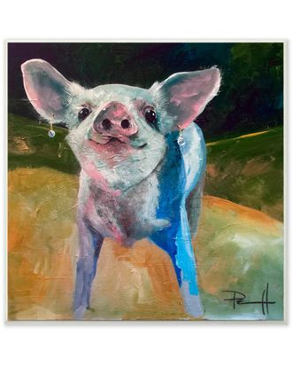 Stupell Industries Proud And Painterly Piglet With Earrings By Main Line Art & Design
