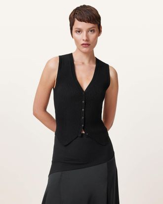 AllSaints Cruz Ribbed Knitted Waistcoat
