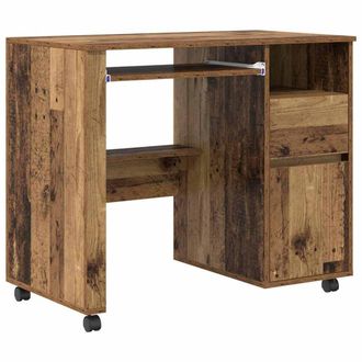 Berkfield Home Brown Computer Desk Old Wood Particle board, Metal Standard