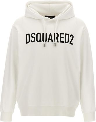 Dsquared2 White Logo Print Hoodie
