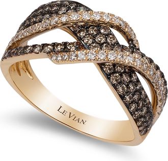 Le Vian Chocolatier Ring Chocolate Diamonds, Vanilla Diamonds set in 14K Honey Gold Ring Size 7 R16101BR