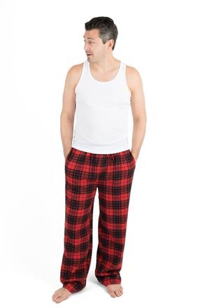 Leveret Mens Cotton Flannel Holiday Pajama Pants in Plaid Black & Red at Nordstrom, Size Xxx-Large