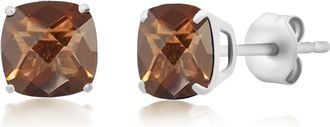 MAX + STONE 925 Sterling Silver 6mm Cushion Cut Gemstone Stud Earrings