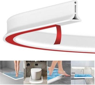 OEM Umbral De Ducha Blanco Para Ba&ntilde;o - Junta De Goma De 2 Metros - Barrera Anti-desbordamiento - Barrera De Ducha Resistente Al Moho