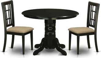 East West Furniture SHNI3-BLK-C 3 PcKitchen Table set-Kitchen dinette Table and 2 Kitchen Chairs