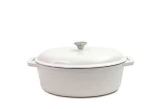 OEM Olla Ovalada De Hierro Fundido Tierra De 36 Cm Y 7,5 L, Color Crema Nois