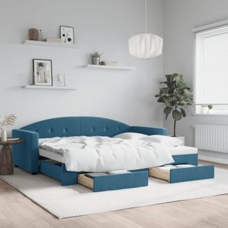 vidaXL Vidaxl - Divano Letto Estraibile con Cassetti Blu 90x200 cm in Velluto