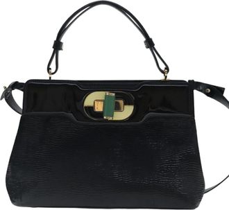 Bulgari Isabella Rossellini Black Patent Leather Handbag (Pre-Owned)