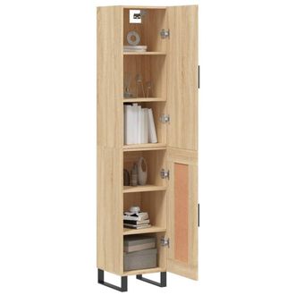 Berkfield Home Highboard Sonoma Oak 34.5x34x180 cm Engineered Wood in Light Tan