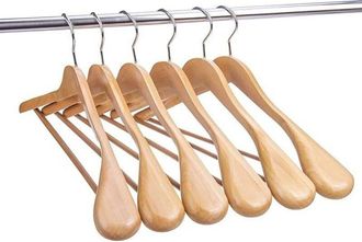 OEM Juego De 10 Perchas De Lujo De Madera Maciza Natural, De 44,5 Cm De Ancho, Para Abrigos, Trajes Y Chaquetas, Con Barra Redonda Antideslizante