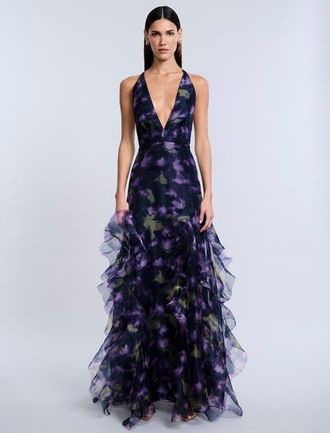 BCBGeneration Printed Organza Gown in Meadow Violet at Nordstrom, Size 12