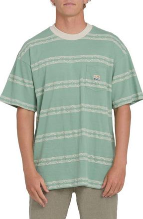 Billabong Baxter Oversize Stripe Pocket T-Shirt in Granite Green at Nordstrom, Size X-Large