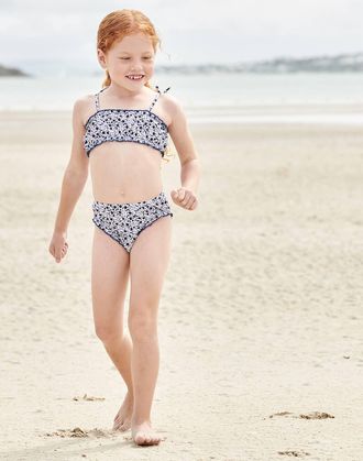 Vertbaudet M&auml;dchen Bikini, Blumen blau