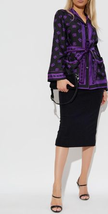 Dolce & Gabbana Silk Shirt With Belt, Womens, Purple