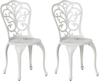 Beliani Beliani - Set di 2 sedie da pranzo vintage da giardino in alluminio bianco sporco Bistro Triora