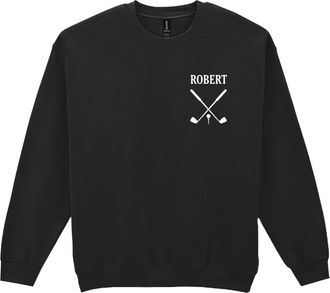 Generic Personalised Golf Name Initials Sweatshirt Fathers Day Jumper Dad Grandad Gift (M, Black)