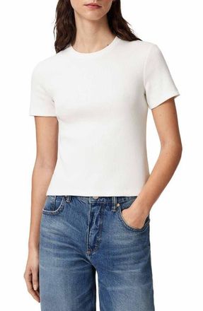 AllSaints Elena Rib Knit Tee in Chalk White at Nordstrom, Size X-Small