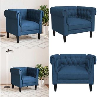 vidaXL Poltrona Chesterfield Blu in Tessuto - Poltrona in Tessuto - Seduta Comfort