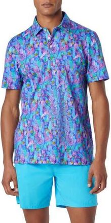 Bugatchi Victor OoohCotton Pineapple Print Polo in Classic Blue at Nordstrom Rack, Size Xxx-Large