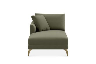Castlery Lena Left Chaise Sofa Customized, (Performance Fleece) Moss (Brass Legs), Spill Resistant, Removable Covers for Sofas, Castlery