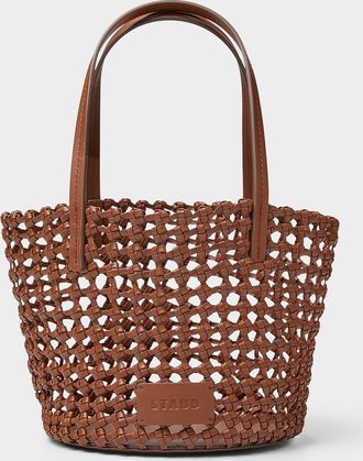 Staud Womens Caro small openwork woven leather bucket bag