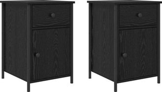 vidaXL Vidaxl - Bedside Cabinet 2 pcs Black oak 40 x 42 x 60 cm Engineered wood