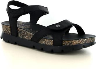 Panama Jack Dames Wedge Zwarte Leren Platform Sandalen - Sulia B2