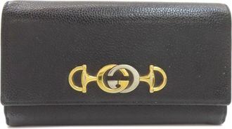 Gucci Black Leather Long Wallet (Bi-Fold) (Pre-Owned)