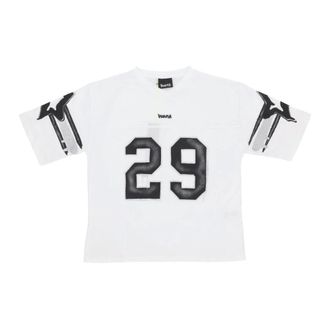 Disclaimer T-Shirts, female, White, Size: S White V-Neck Tee with Print