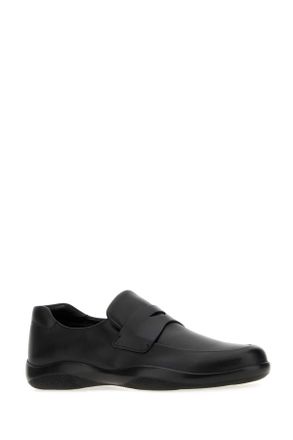 Prada Mens Black Leather Toblach Loafers Nero Mocassini