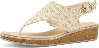 Life Stride Beachy Thong Sandals Womens Wedge Shoes White Raffia : 9.5 M (B), Synthetic