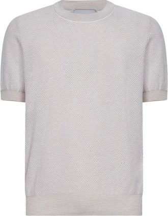 D4.0 T-Shirts, male, Beige, Size: 3XL Striped-detail Ribbed Crew-neck T-Shirt
