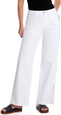 HINT OF BLU Clever Side Slit High Waist Wide Leg Jeans in White at Nordstrom, Size 30