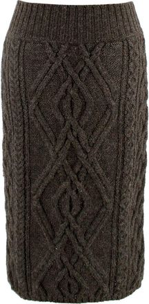 Chlo&eacute; Grey Cable Knit Merino Wool Pencil Skirt Size XS