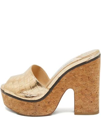 Jimmy Choo London croc-embossed leather platform sandals - Brown