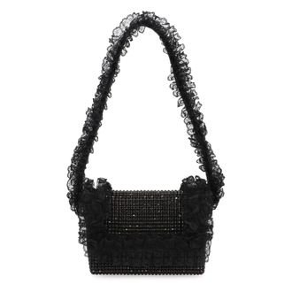 Self Portrait Shoulder Bags, female, Black, ONE SIZE, Shoulder Bag with Rhinestones