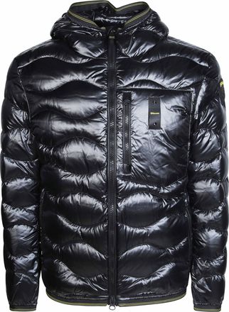 Blauer Quilted Wave Pattern Hooded Down Jacket