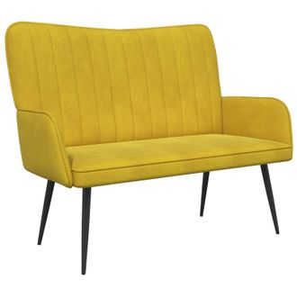 vidaXL Sof&aacute; De 2 Plazas Amarillo 115 X 61 X 87 Cm Terciopelo Vidaxl