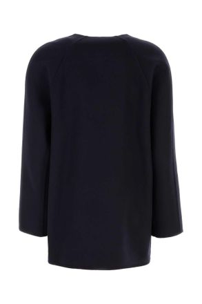 Bottega Veneta Womens Black Wool Blend Cardigan Navy Exterior: Cashmere Maglieria
