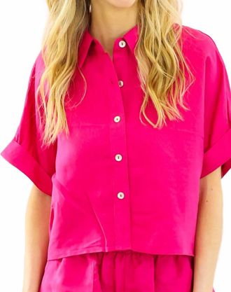 Elan Sunset Button-Up Top In Fuchsia