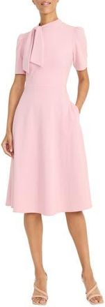 Maggy London Short Sleeve Necktie Midi Dress in Shell Pink at Nordstrom Rack, Size 10