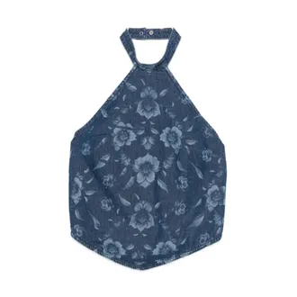 Pinko Sleeveless Tops, female, Blue, Size: XS Urlo Floral Top