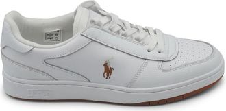 Ralph Lauren Court Leather Low-Top Sneakers - Heren - Sneakers - Wit - 46 EU - Leer - Schoenen