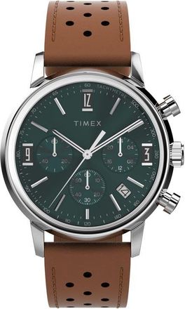 Timex Marlin Chronograph Leather Strap Watch, 40mm in Brown at Nordstrom