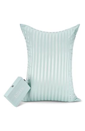 Blissy Mulberry Silk Pillowcase in Mint Striped at Nordstrom, Size Standard