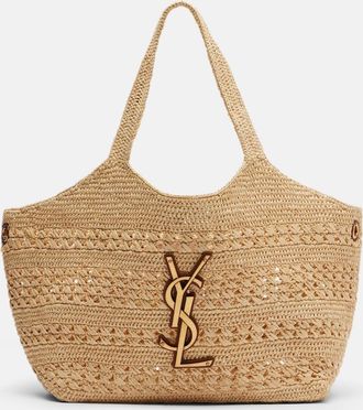 Saint Laurent Icare Medium raffia tote bag