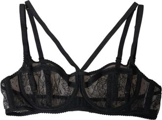 Dolce & Gabbana Zwart bloemen kant balconette ondergoed - Dames - BHs - Zwart - S - Nylon - Ondergoed