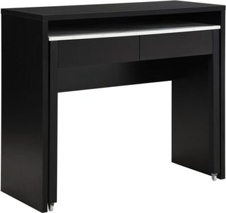 Vente-Unique Scrivania consolle allungabile con 2 cassetti Nero ed effetto marmo Bianco - LOAVIA