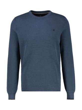 Lerros Rundhalspullover LERROS, Herren, Gr. M, blau (crispy blau), Strick, Obermaterial: 100% Baumwolle, unifarben, slim fit taillenbedeckt, Rundhals, B&uuml;ndch