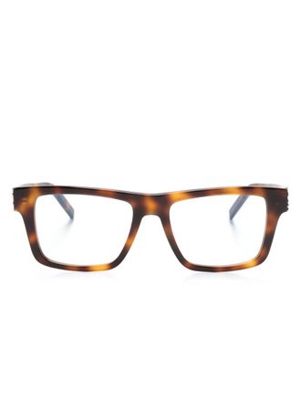 Saint Laurent Eyewear Occhiali squadrati con effetto tartarugato - Marrone